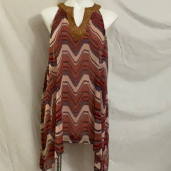 Free People Short Casual Dress Sz S Boho asymmetrical Hemline Aztec RN66170 - Picture 2 of 10